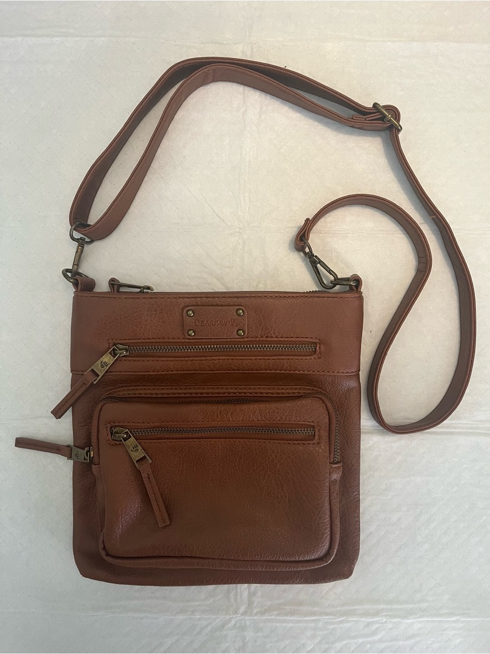 BearPaw Brown Faux Leather Crossbody Bag